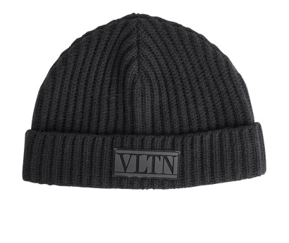 Valentino VLTN Ribbed Hat, &pound;125, Accessories, Black, Wool, Front view